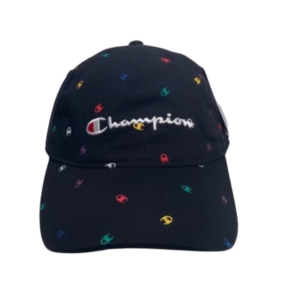 Champion‎ Womens Navy All Over Logo Baseball Cap One Size Fits All